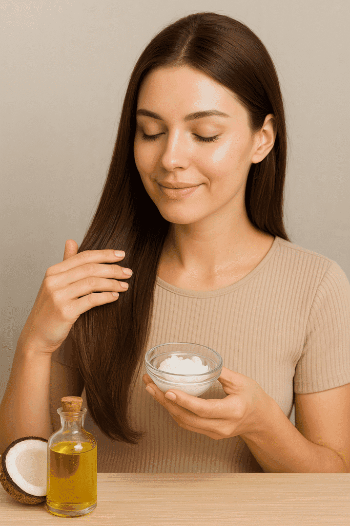 L’huile de coco pour des cheveux brillants